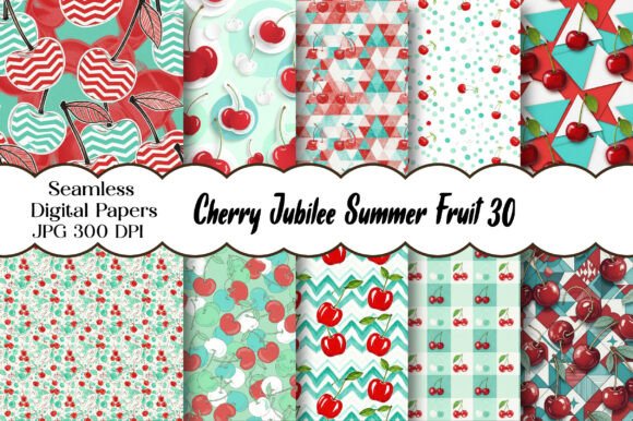 Cherry Jubilee Summer Fruit Digital Paper