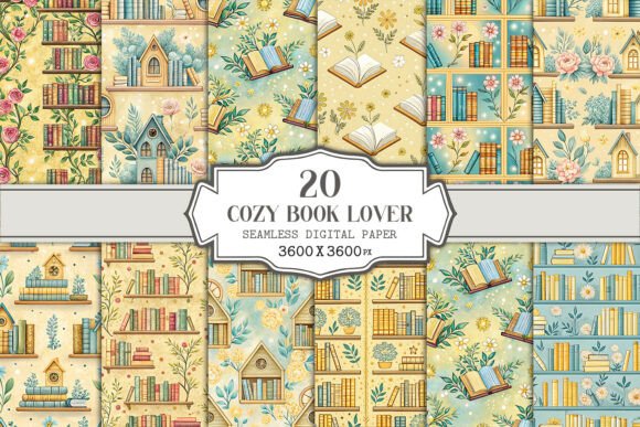 Cozy Book Lover Seamless Pattern Bundle