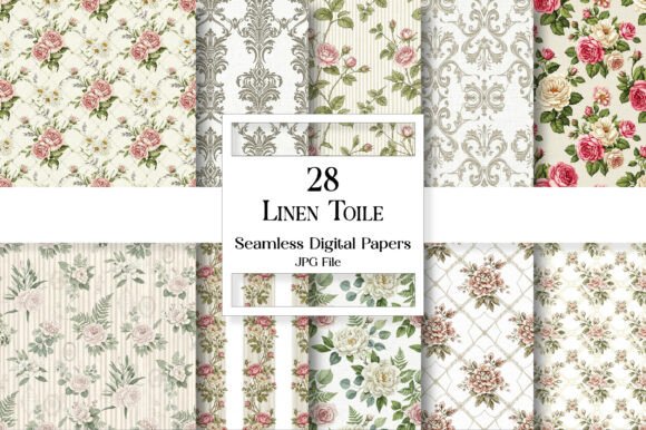 Elevate Your Designs with the Linen Toile Digital Paper Pack
