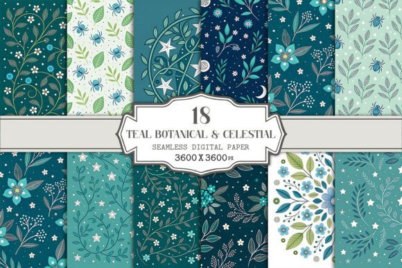 Evaluating Teal Botanical Celestial Seamless Patterns for Professional and Personal Design Projects