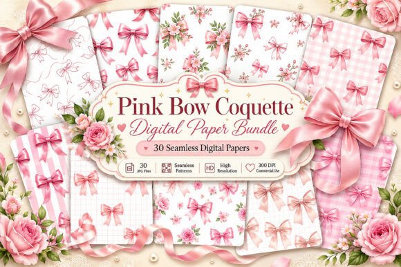 Evaluating the Pink Bow Coquette Digital Paper Bundle for Creative Projects