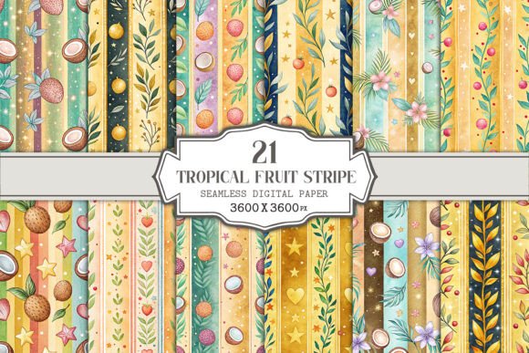 Evaluating the Tropical Fruit Stripe Seamless Pattern Bundle for Creative Projects