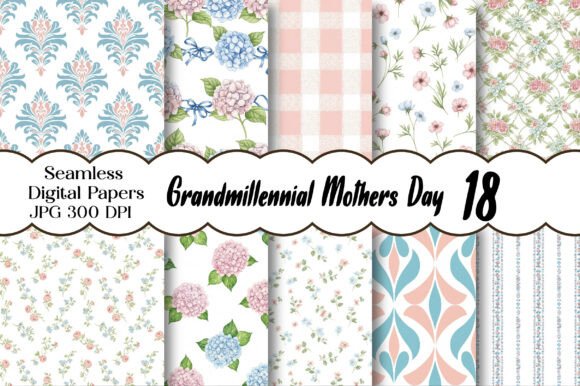 Grandmillennial Mother's Day Seamless Patterns