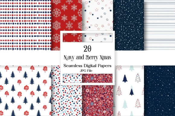 Navy and Berry Xmas Digital Paper Guide