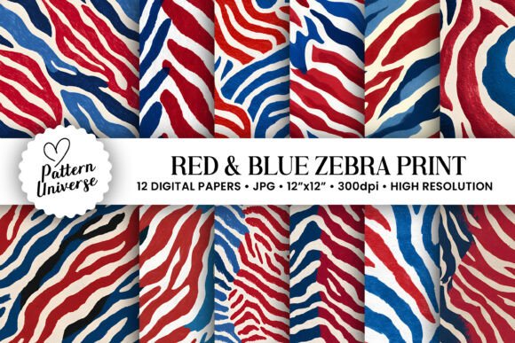 Red Blue Abstract Zebra Print Pattern Guide