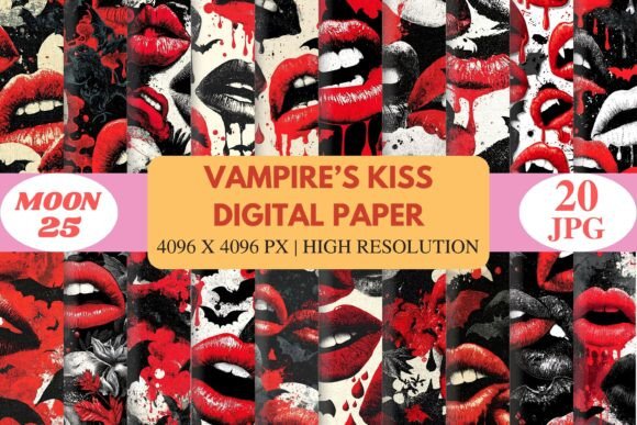 Unleash Dark Romance with Vampire's Kiss Digital Paper