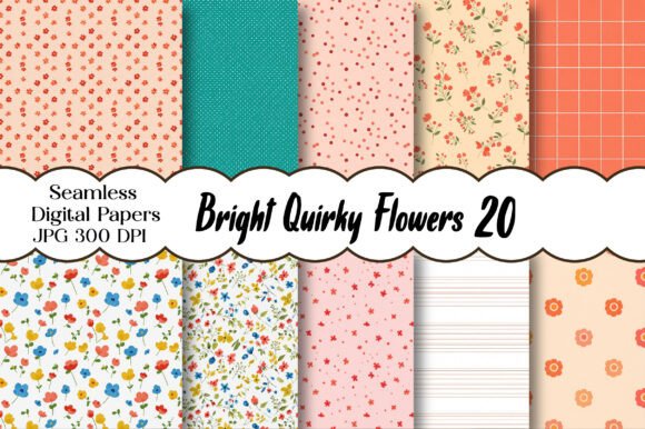 Unleash Playful Vivacity with Bright Quirky Flowers Seamless Papers