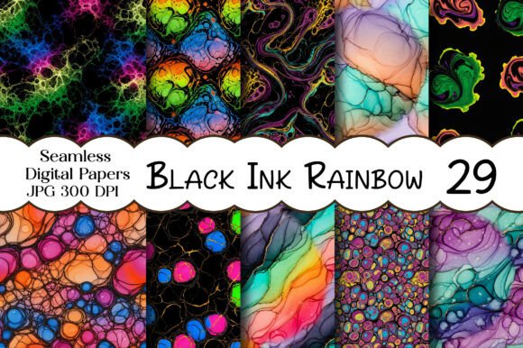Unleashing Creative Potential with the Black Ink Rainbow Seamless Print Pack