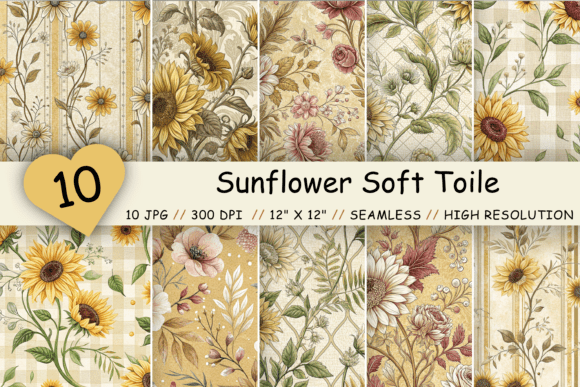 Unlock Creative Potential with the Sunflower Soft Toile Digital Paper Pack